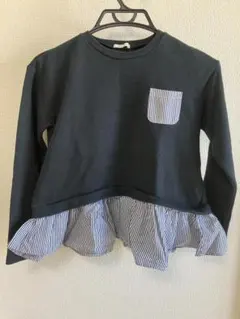 GU ブラック ストライプ フリルチュニック　キッズ140㎝