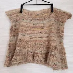 ミックスカラー 手編み風 ニットベスト フリル ニュアンスカラー