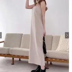 GRL カップ付き　バックスリットテレコ リブ　キャミロングワンピース