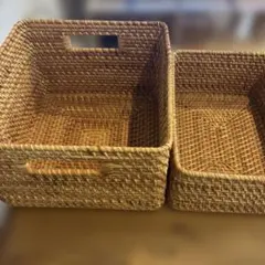 無印良品　天然素材バスケット２個