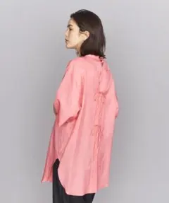 BEAUTY&YOUTH ツイルバックオープン ブラウス -ウォッシャブル-