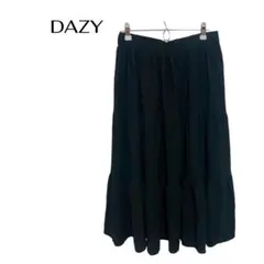 B0918DAZYロングフレアスカートウエストゴムギャルシンプルのサムネイル
