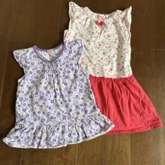 花柄　小花　リボン　フリル　レース　女の子　カットソー　ペプラム