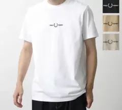 FRED PERRY ロゴ刺繍 クルーネック Tシャツ ホワイトのサムネイル