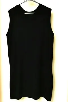 黒いロングニットベスト Vネック ノースリーブ