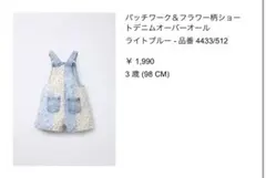 パッチワーク&フラワー柄オーバーオール　zara