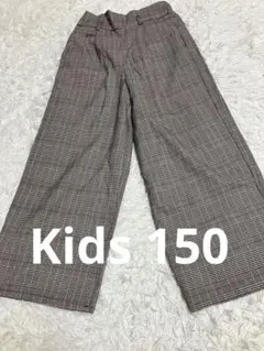 キッズ用　グローバルワーク　グレー系チェックパンツ 150サイズ