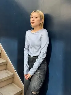 MURUA ムルーア ランダムスイッチカットトップス アイスブルー