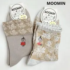 【MR2】ムーミン リトルミイ レーヨン ワンポイント刺繍 花柄 靴下 2足