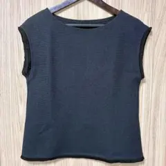 美品 PARLMASÉL パールマシェール フリンジノースリーブ ブラック 38