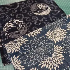 古布 型染め 藍染 ハギレ 2枚セット
