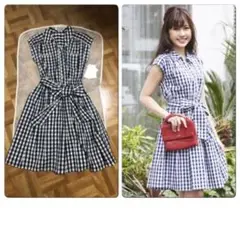新品タグ付き tocco ギンガムチェックポケットビジューワンピース