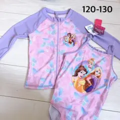 新品　ディズニープリンセス 水着セット 120-130 ラッシュガード　2点