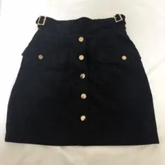 REDYAZEL ブラック コーデュロイ ミニスカート