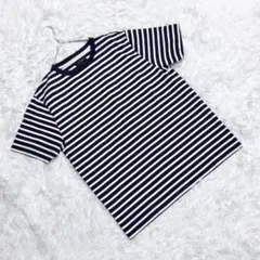 『ビームス』 (L) クルーネックボーダー半袖カットソー 日本製 マリン 薄手