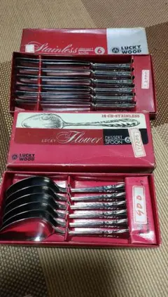 希少 美品 昭和初期モデル ラッキーウッド カトラリーセット 33点