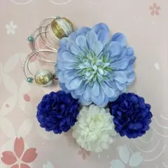 髪飾り　ブルーダリア　7点セット