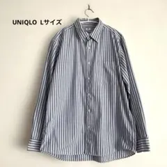 UNIQLO青と白のストライプ 長袖シャツ Lサイズ