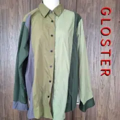 GLOSTER グロスター クレイジーパターン 長袖シャツ グリーン系 M