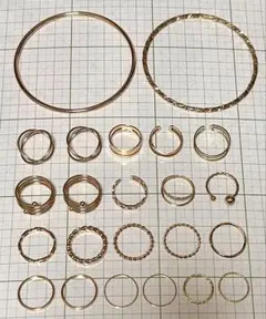 ゴールド ブレスレット&リングセット 23個