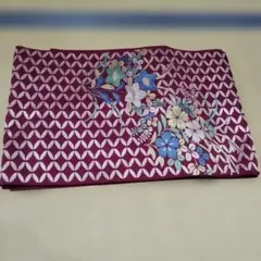 最終処分価格　夏用赤紫 花柄 袋帯