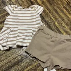 プティマイン　80 女の子　半袖　半ズボン　セットアップ　ボーダー　baiya
