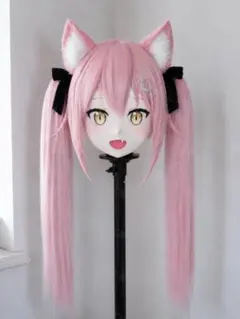 ちびキャラ 風 kigurumi 全頭マスク 茶髪ツインテール ドール顔 現品 ちびキャラ 風 kigurumi 全頭マスク 茶髪ツインテール ドール顔 現品