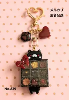 レジン シェイカー シャカシャカキーホルダー なが〜い黒猫のチョコBOX