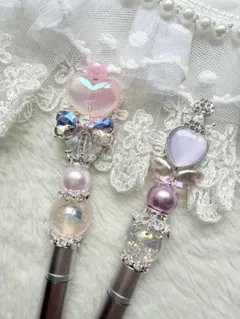 ピンク×紫タッチペン　ボールペン付き　夢かわ　姫系　量産型　韓国ペン　pom.