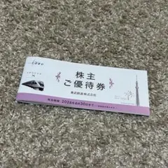 東武鉄道株式会社　株主優待券　2026年6月30日期限