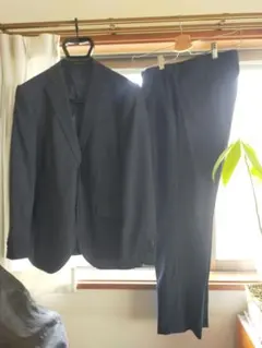 着用4回　ネイビー ストライプ ビジネススーツ　西友　165cm AB体