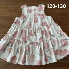 ジェラートピケ　キッズ　桃のワンピース　120-130 ピンク　女の子　子供服