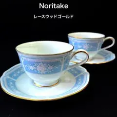 ノリタケ　レースウッドゴールド　カップ＆ソーサー2客　上品で爽やか　02