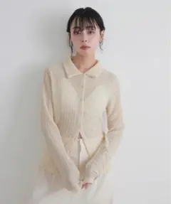 COOHEM コーヘン ペーパーヤーンニットシャツ ベージュ L カーディガン 