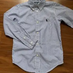 ラルフローレン　ボタンダウンシャツ 青白ストライプ　キッズ　130