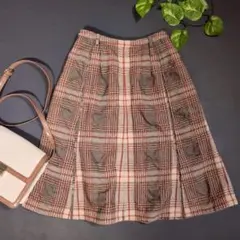 【ジョルジュレッシュ】チェック柄スカート (38) ウール混 フレアスカート