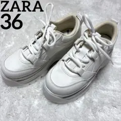極美品✨ZARA 23.5cm ホワイトスニーカー チャンキー プラットフォーム
