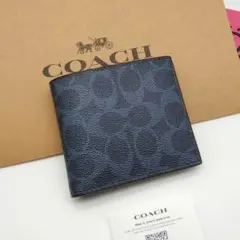 新作　新品　COACH　折り財布　メンズ　人気の小銭入れ付き　コインウオレット