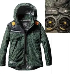 BURTLE 空調服 ベスト L イエローカモ 四つ穴加工 四つ穴空調服