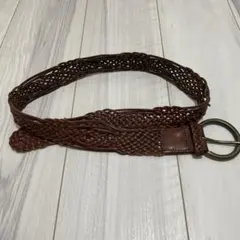 Eddie Bauer 本革編み込みベルト S ブラウン　難あり