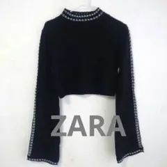 ZARA　黒 クロップド丈 ニット セーター　Size　M