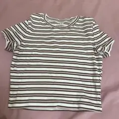GU ボーダー柄 リブTシャツ 半袖 Mサイズ