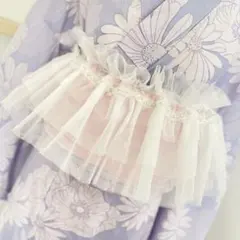 新作　4way浴衣の重ね襟、作り帯、帯揚げ、 帯飾り　着物　フリル　パール