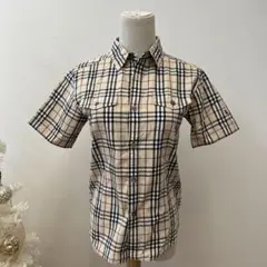 バーバリーロンドン　ノバチェック半袖シャツ　シェルボタン　サンプル品
