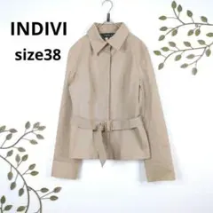 インディヴィ ▶ ショート丈コート サイズ38 ベージュ ベルト付き 通勤 通学