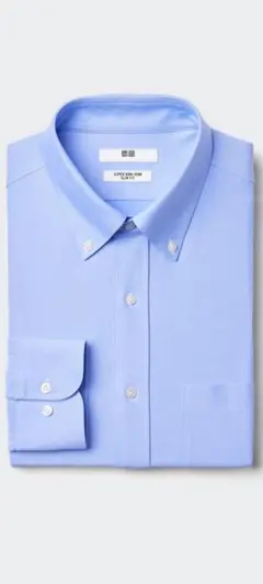 美品 スーパーノンアイロンジャージースリムシャツ 64ブルー ユニクロ