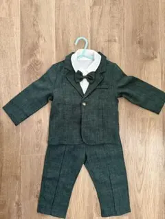 ダークグリーン セレモニースーツ 蝶ネクタイ付き