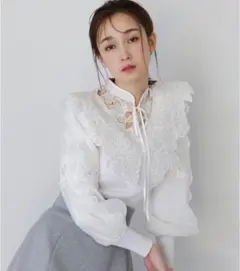 SNIDEL レースカラーニットプルオーバー