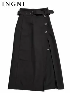 INGNI ベルト付き ロングスカート 블랙
