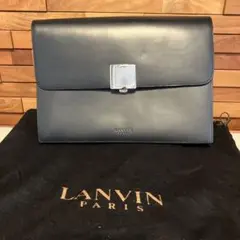 LANVIN 黒レザー クラッチバッグ セカンドバッグ